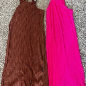 2 “A New Day” Hot Pink & Brown Strappy Dresses​